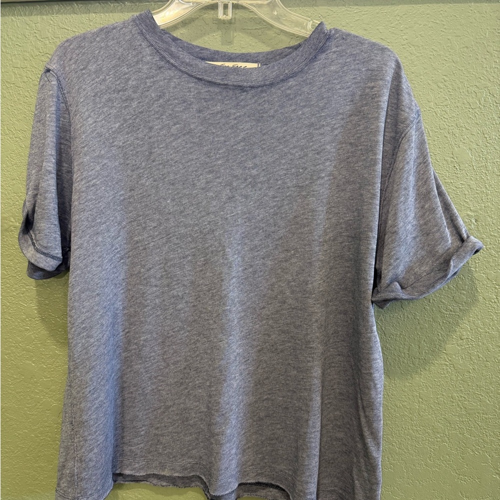 Free People-We The Free Heathered Blue Short Sleeve Tee